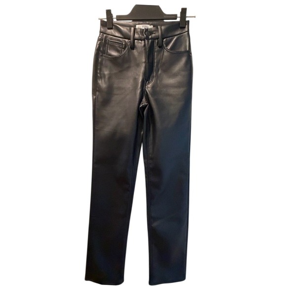 Good American Better Than Leather Good Icon Straight Leg Pants Size 24 - Picture 3 of 9